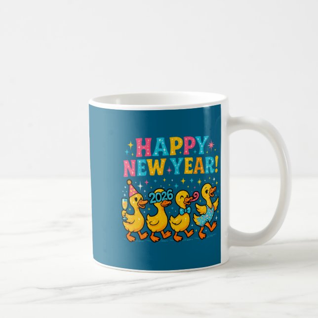 Happy New Year 2026 Cute Duck Party Gift Long Slee Coffee Mug (Right)