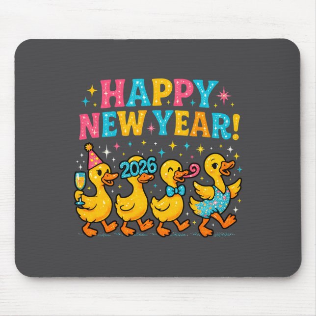 Happy New Year 2026 Cute Duck Party Gift Long Slee Mouse Pad (Front)