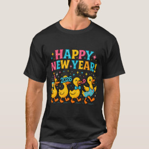 Happy New Year 2026 Cute Duck Party Gift Long Slee T-Shirt