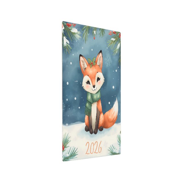 happy new year 2026 cute fox metal art (Angled)