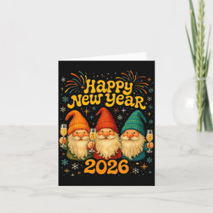 Happy New Year 2026 Cute Gnome Party Gift  Card