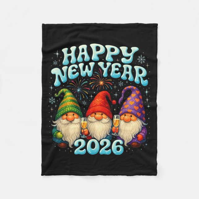 Happy New Year 2026 Cute Gnome Party Gift  Fleece Blanket (Front)