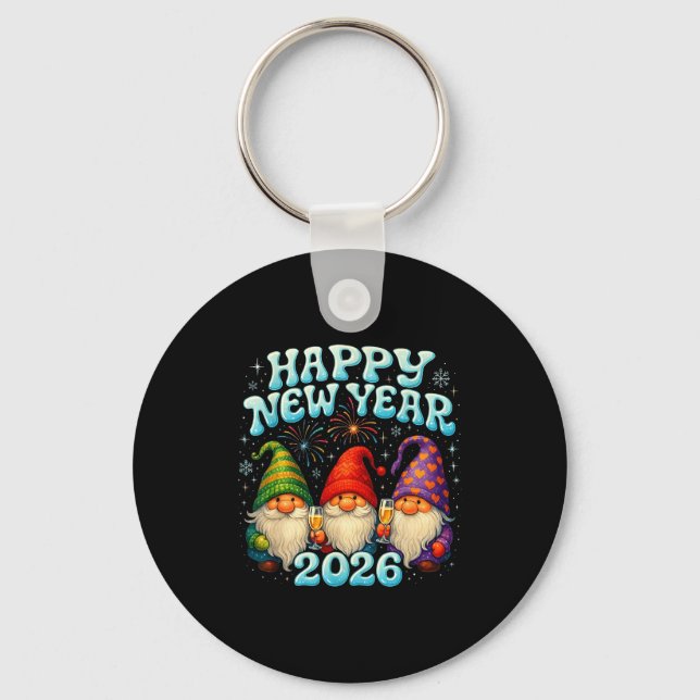 Happy New Year 2026 Cute Gnome Party Gift  Keychain (Front)