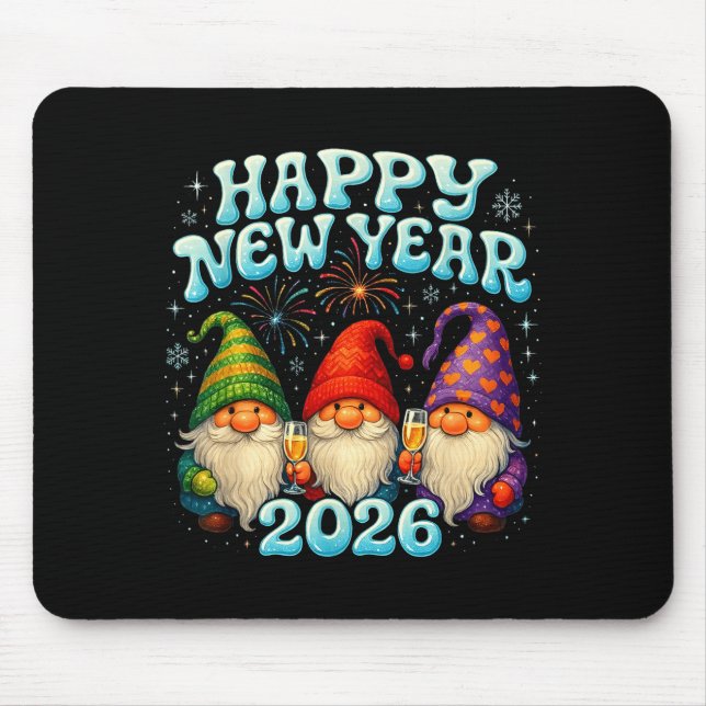 Happy New Year 2026 Cute Gnome Party Gift  Mouse Pad (Front)