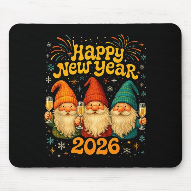 Happy New Year 2026 Cute Gnome Party Gift  Mouse Pad (Front)