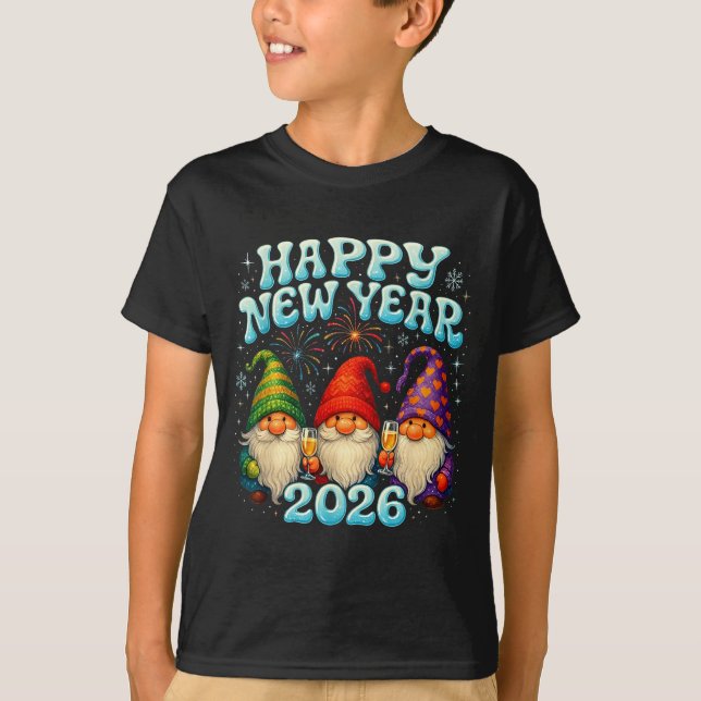 Happy New Year 2026 Cute Gnome Party Gift  T-Shirt (Front)
