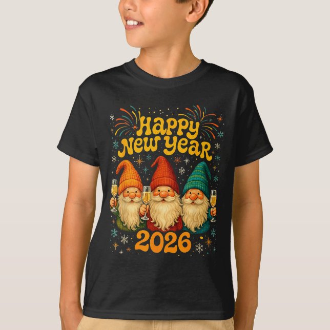 Happy New Year 2026 Cute Gnome Party Gift  T-Shirt (Front)