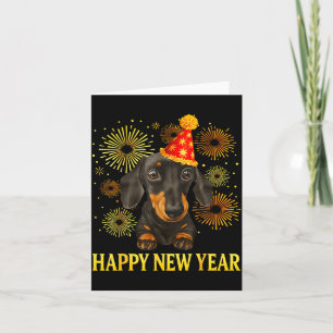 Happy New Year 2026 Dachshund Fireworks New Years  Card