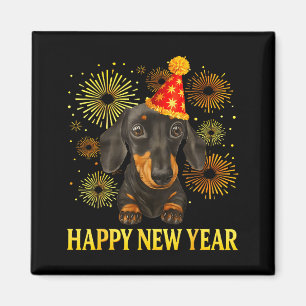 Happy New Year 2026 Dachshund Fireworks New Years  Magnet