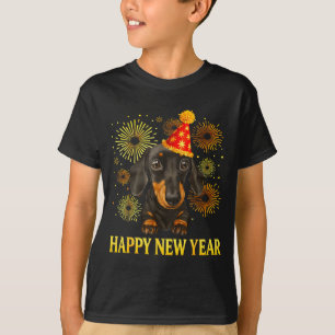 Happy New Year 2026 Dachshund Fireworks New Years  T-Shirt