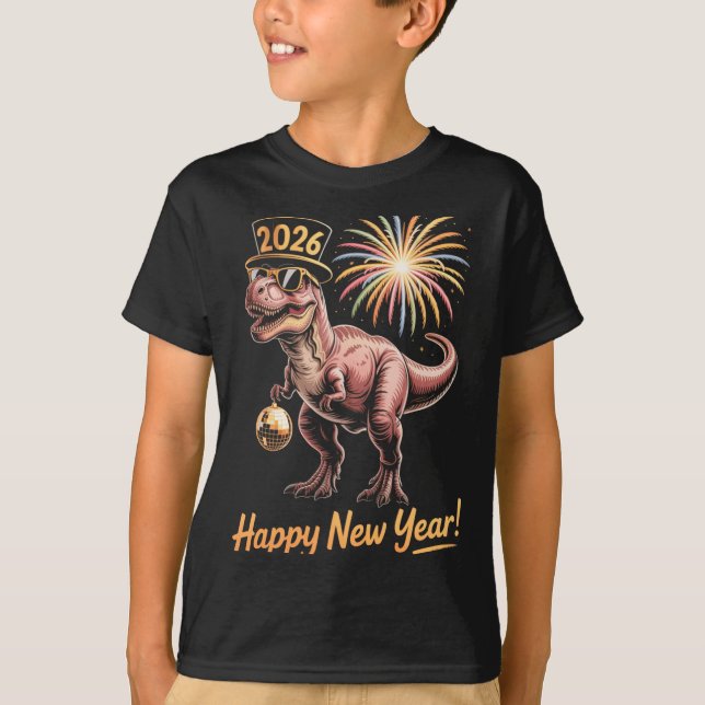 Happy New Year 2026 Dinosaur Funny Dino Tee For Ad (Front)