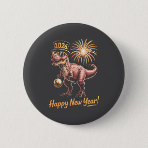 Happy New Year 2026 Dinosaur Funny Dino Tee For Ad Button