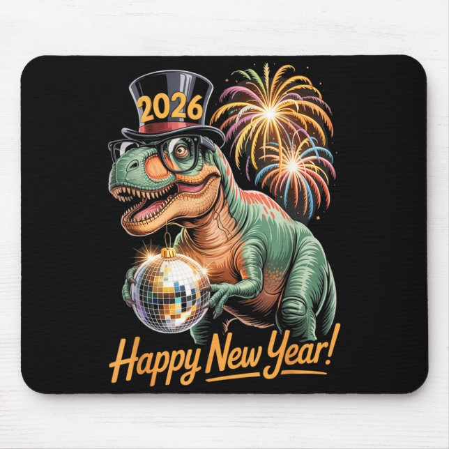 Happy New Year 2026 Dinosaur Funny T-rex Tee For K Mouse Pad (Front)