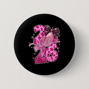 Happy New Year 2026 Disco Ball Bow New Year's Eve  Button