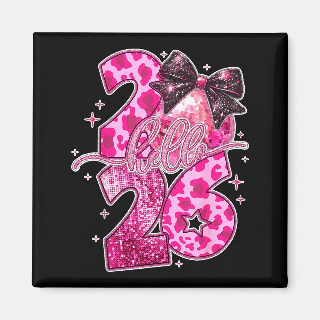 Happy New Year 2026 Disco Ball Bow New Year's Eve  Magnet (Front)