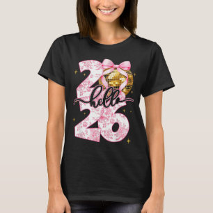 Happy New Year 2026 Disco Ball Bow New Year's Eve T-Shirt