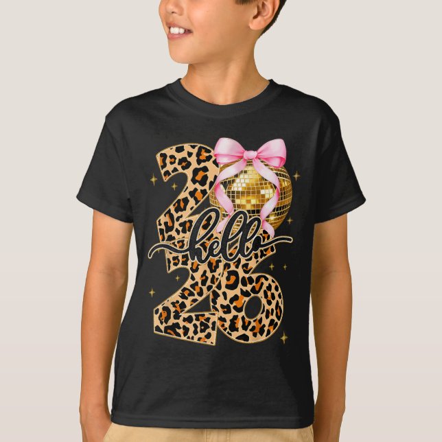 Happy New Year 2026 Disco Ball Bow New Year's Eve  T-Shirt (Front)
