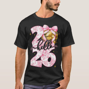 Happy New Year 2026 Disco Ball Bow New Year's Eve T-Shirt