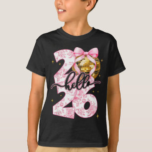 Happy New Year 2026 Disco Ball Bow New Year's Eve T-Shirt