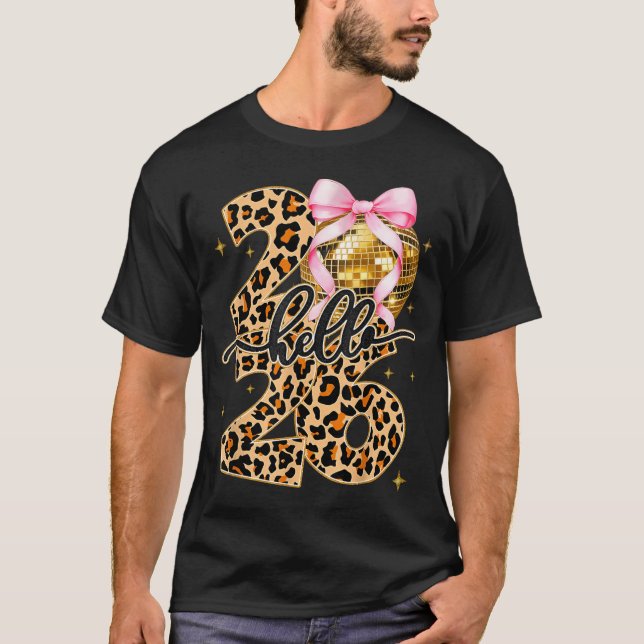 Happy New Year 2026 Disco Ball Bow New Year's Eve  T-Shirt (Front)