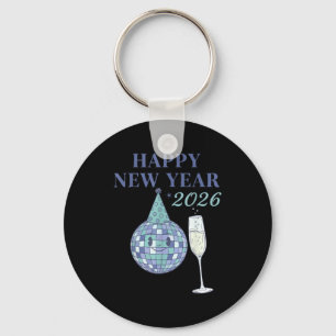 Happy New Year 2026 Disco Ball Celebration  Keychain