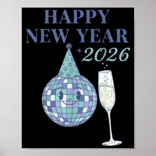Happy New Year 2026 Disco Ball Celebration  Poster