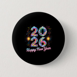 Happy New Year 2026 Disco Ball Retro Family Matchi Button
