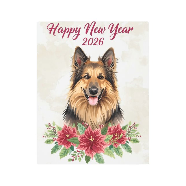 Happy New Year 2026 Dog Metal Print (Front)