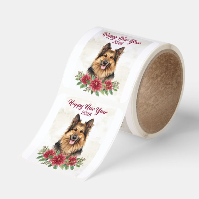 Happy New Year 2026 Dog Sticker Roll (Roll)