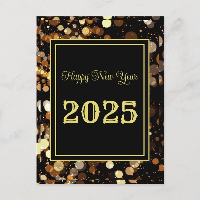 Happy New Year 2026 Elegant Gold Bubble Holiday Postcard (Front)
