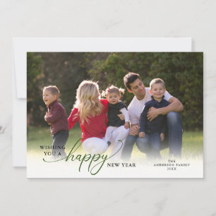Happy New Year 2026 Elegant Script Holiday Card