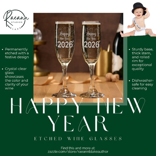 Happy New Year 2026 Etched Champagne Flute (Creator Uploaded)