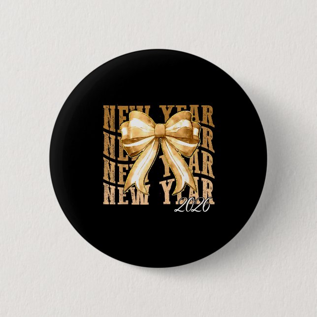 Happy New Year 2026 Eve Coquette Party Golden Fami Button (Front)