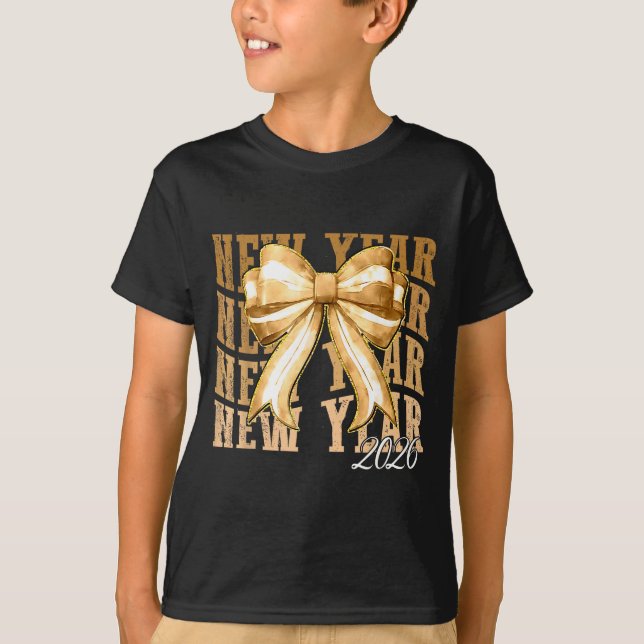Happy New Year 2026 Eve Coquette Party Golden Fami T-Shirt (Front)