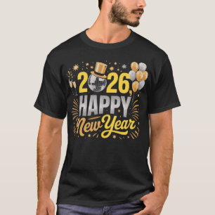 Happy New Year 2026 Family Balloons Fireworks T-Shirt