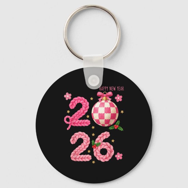 Happy New Year 2026 Family Matching Crochet Men Wo Keychain (Front)