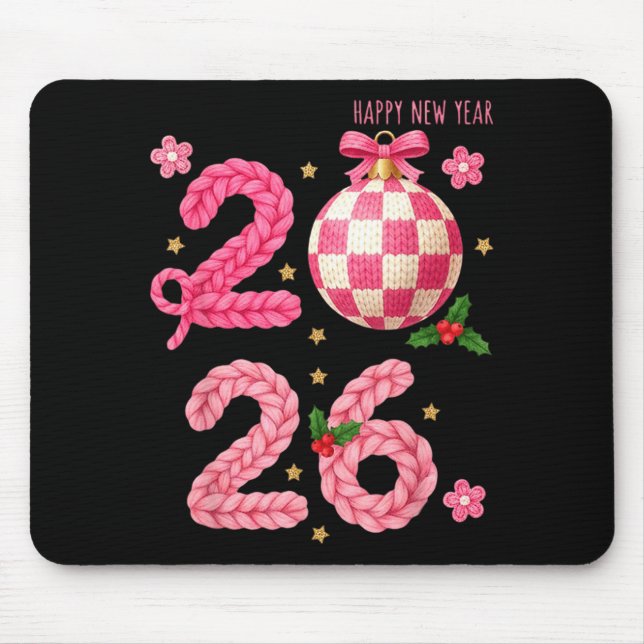 Happy New Year 2026 Family Matching Crochet Men Wo Mouse Pad (Front)