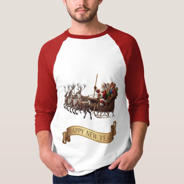 Happy New Year 2026 – Festive Reindeer Shirt (Front)