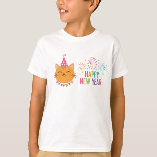 Happy New Year 2026 , festive winter , cute cat T-Shirt