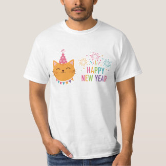 Happy New Year 2026 , festive winter , cute cat T-Shirt