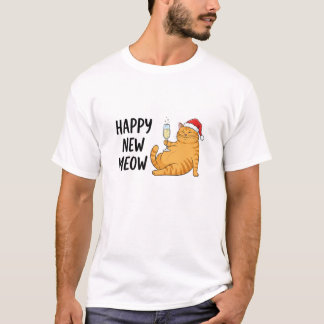 Happy New Year 2026, festive winter , cute cat T-Shirt