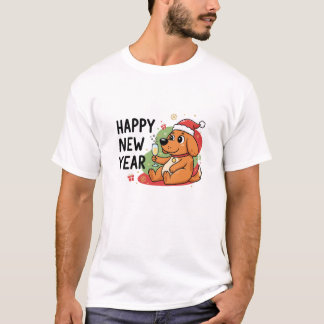 Happy New Year 2026, festive winter , cute dog T-Shirt