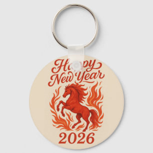 Happy New Year 2026 Fiery Horse Keychain