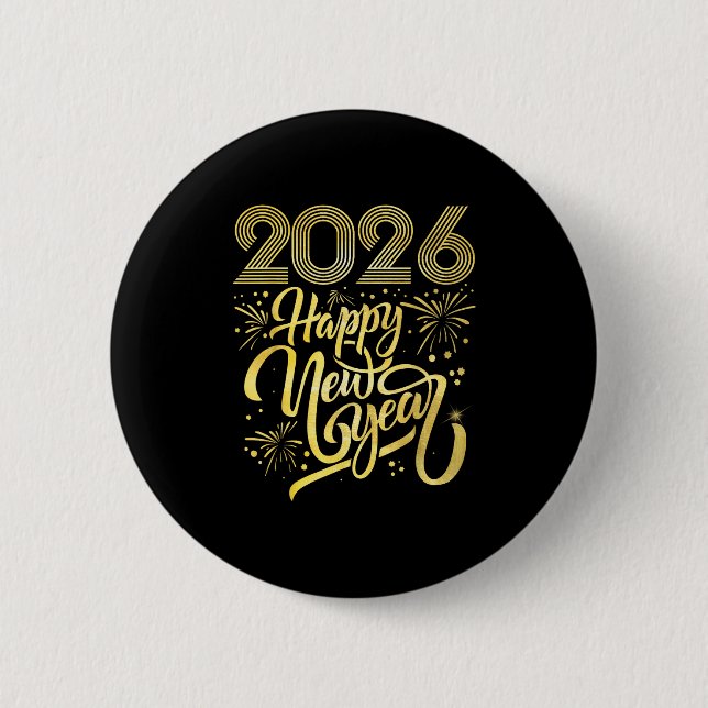 Happy New Year 2026 Fireworks  Button (Front)