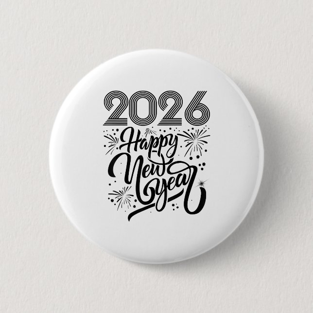 Happy New Year 2026 Fireworks  Button (Front)