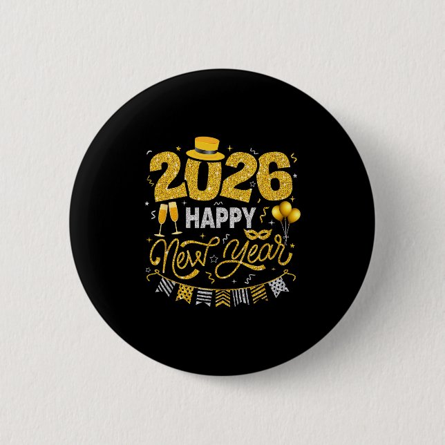 Happy New Year 2026 Fireworks Countdown New Years  Button (Front)