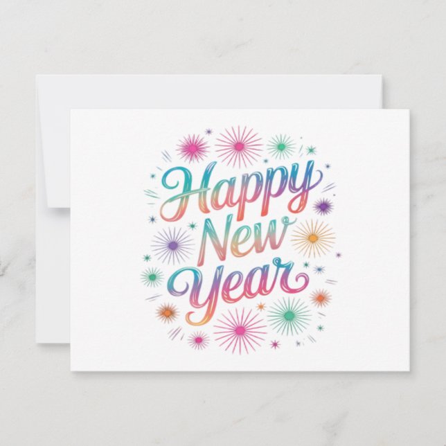 Happy New Year 2026 Fireworks Essential Holiday Card (Front)