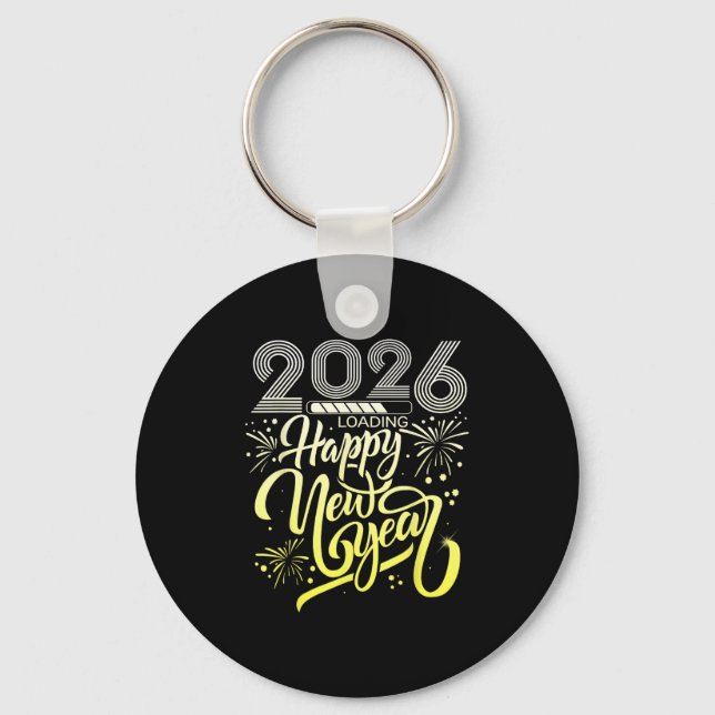 Happy New Year 2026 Fireworks Loading New Years Ev Keychain (Front)
