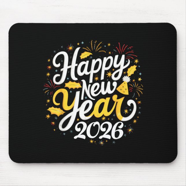 Happy New Year 2026 Fireworks Party Graphic Men Wo Mouse Pad (Front)