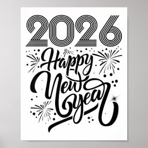 Happy New Year 2026 Fireworks Poster